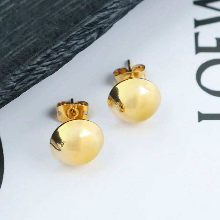 18K Gold Half Ball Stud Earrings