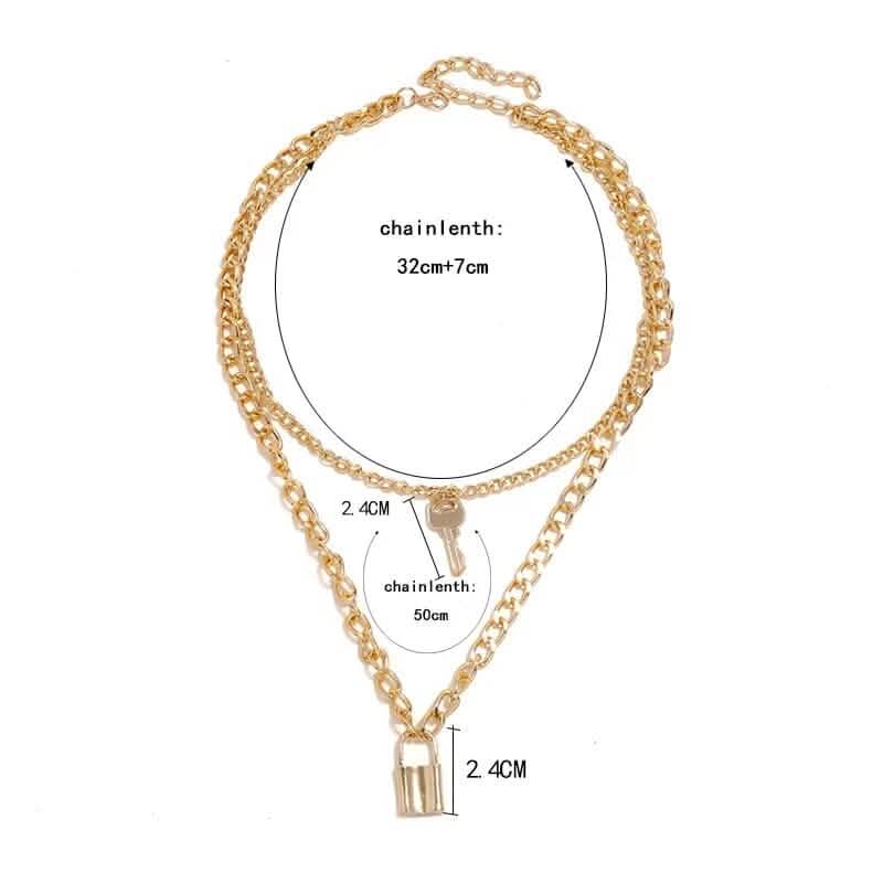 18K Gold Key Lock Necklace
