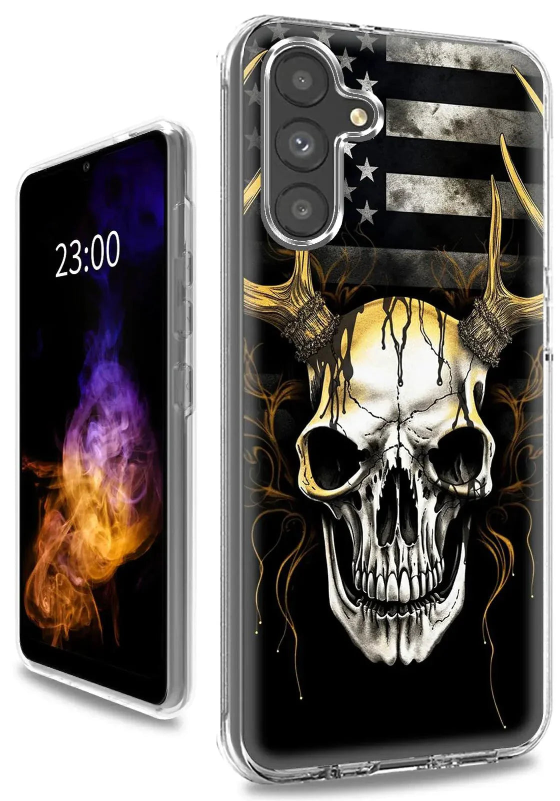 ClearView DualGuard Case - Bold American Flag Skull Design for Samsung A13 5G