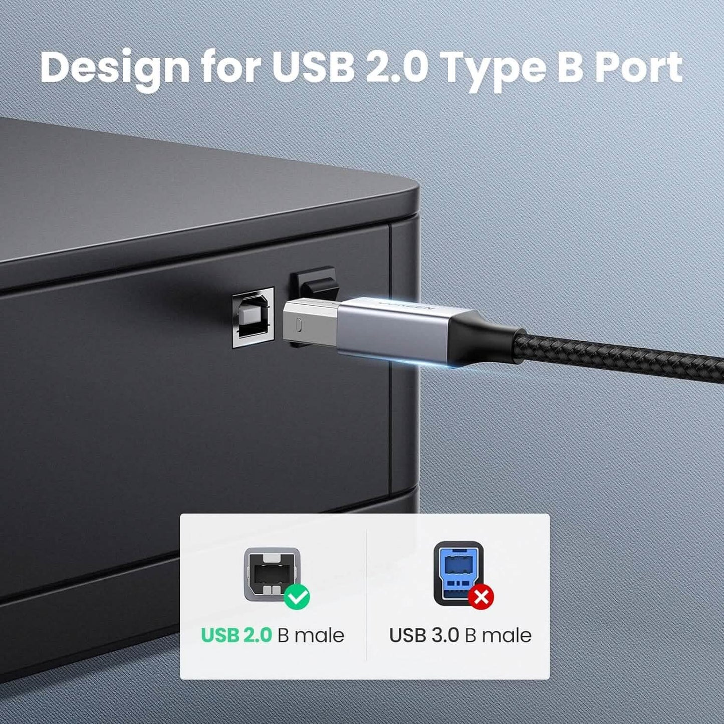 UGREEN USB B to USB C 3 FT Printer Cable (Refurbished)