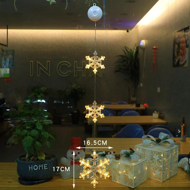 Christmas 3Pcs LED Star Hanging Lights For Home Decor Suction Cup Battery Powered