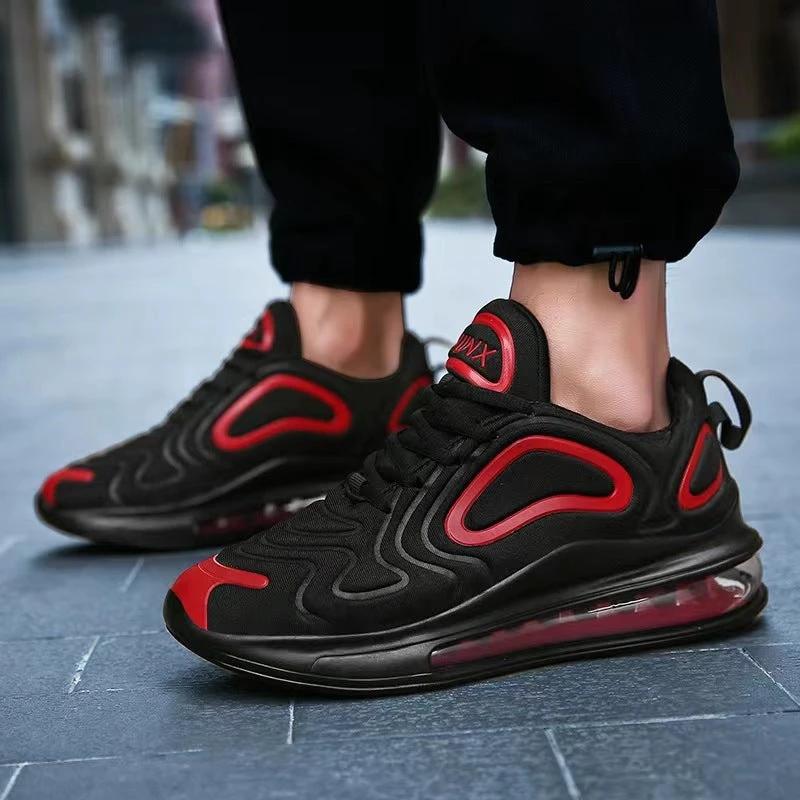 Mandotos Men Casual Air Cushion Black Shoes Outdoor Breathable Lace Up Sneakers Running Sports