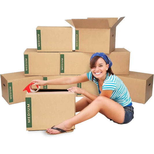 10-Pack: Medium Moving Boxes with Handles  (Refurbished)