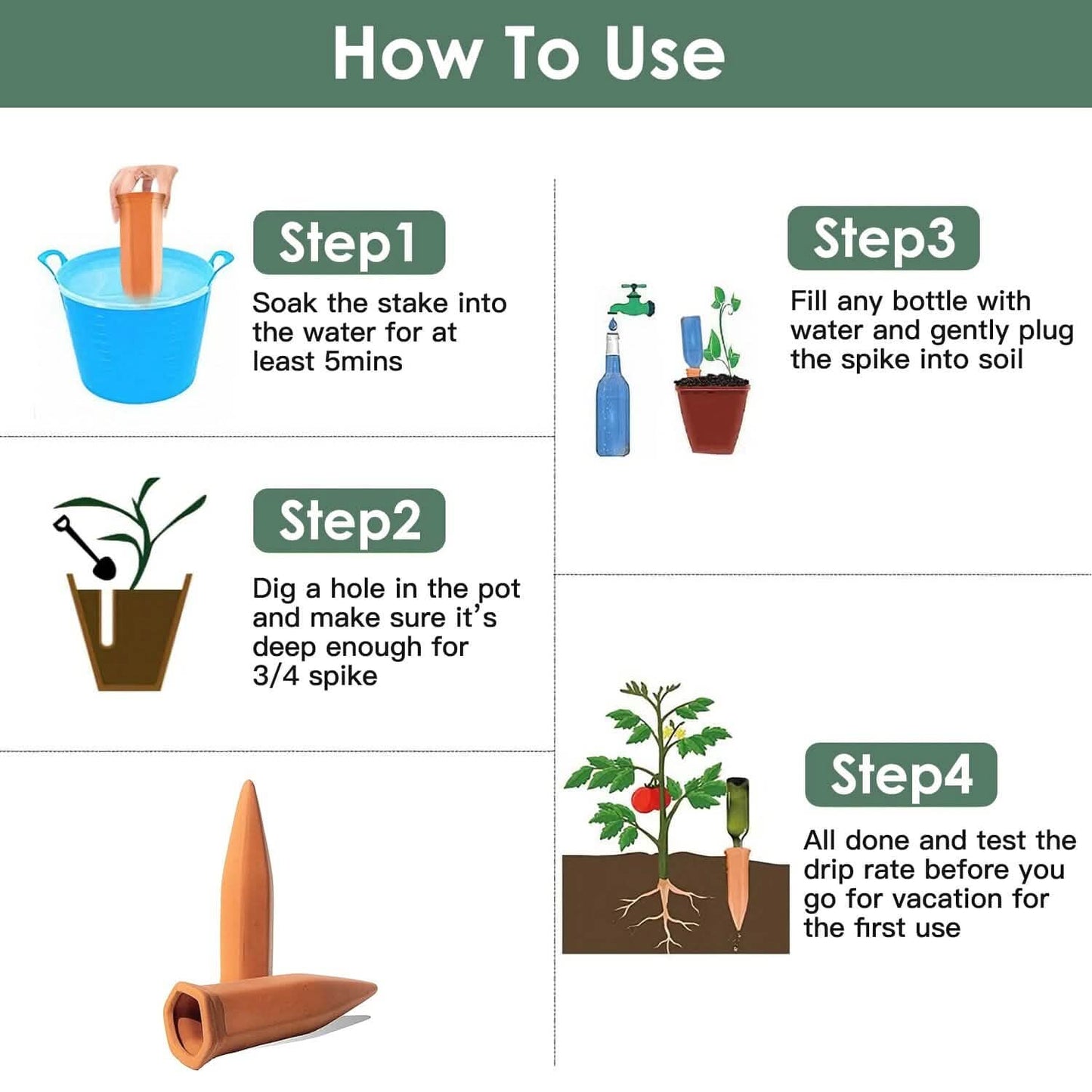 10-Pack: Spikes Teracotta Plant Watering Device