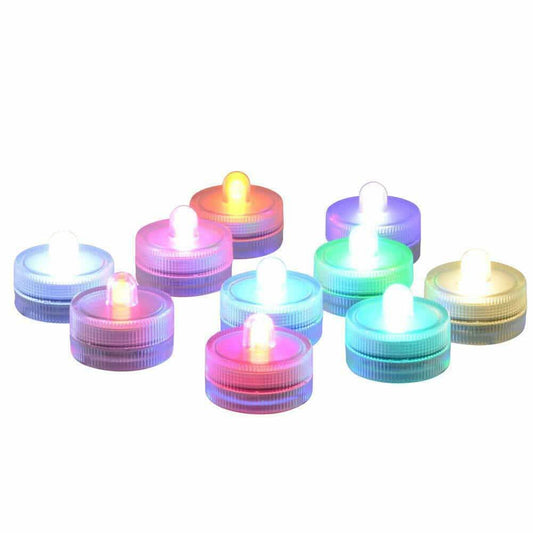 10-Pieces: RGB Submersible Waterproof LED Tea Lights Flameless Candles