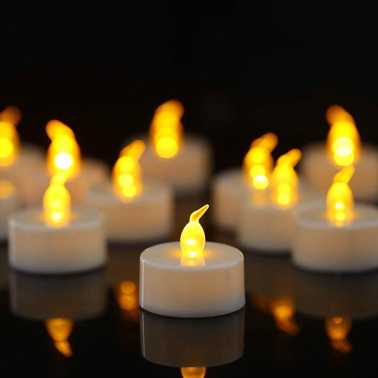 100-Piece: Amber Yellow LED Candle Tea Light Flameless Steady Tealight