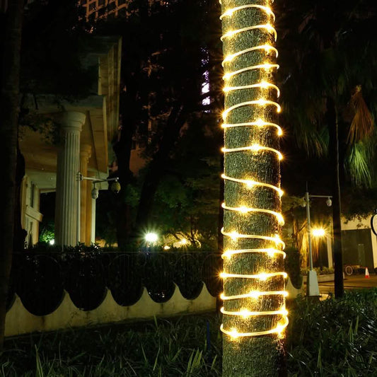 100 LED Solar Power Fairy String Rope Light - Warm White