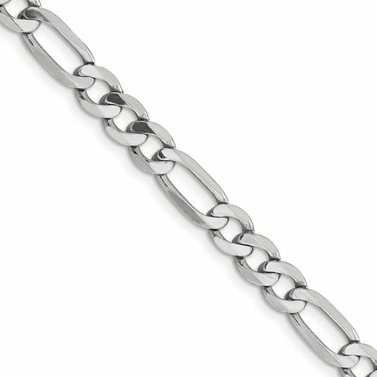 10K Solid White Gold Figaro Chain Necklace