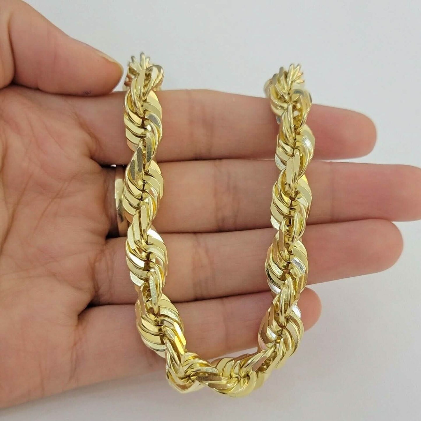 10K Solid Yellow Gold 8" 6MM Rope Bracelet
