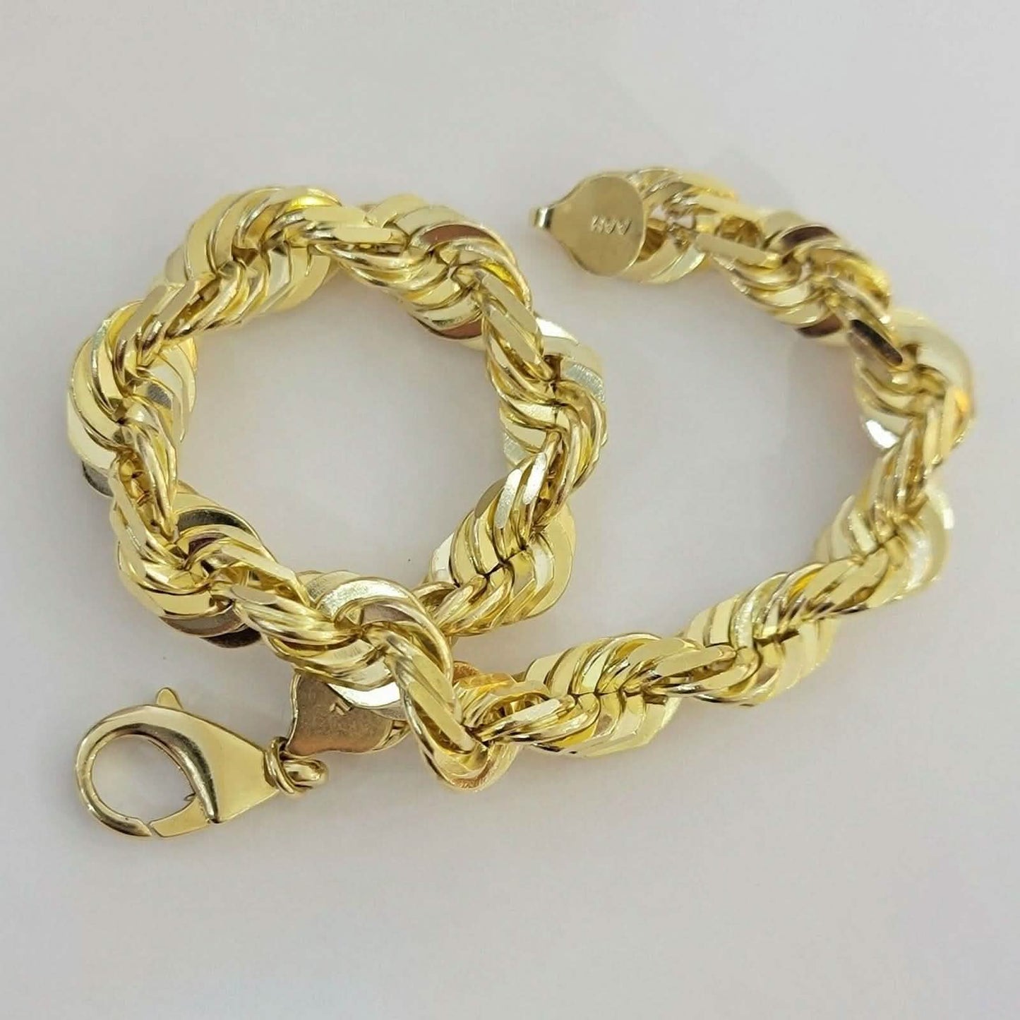 10K Solid Yellow Gold 8" 6MM Rope Bracelet