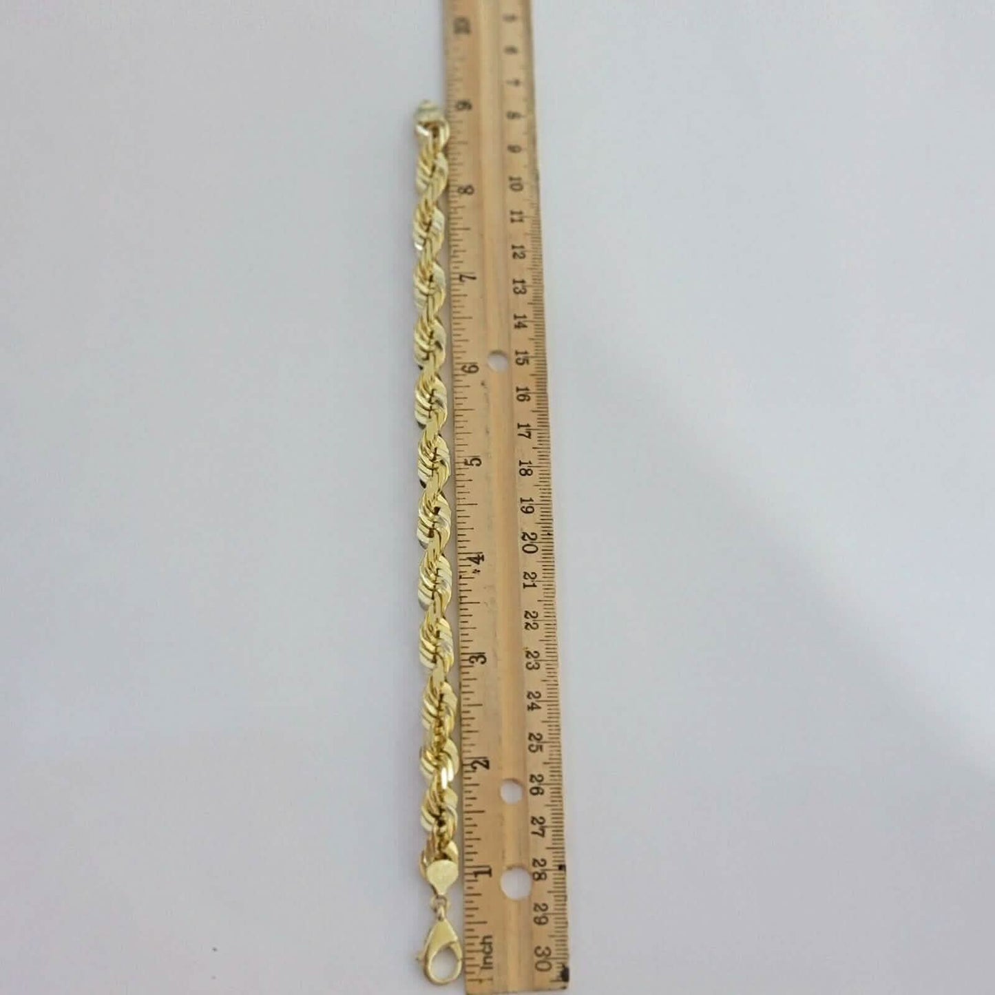 10K Solid Yellow Gold 8" 6MM Rope Bracelet
