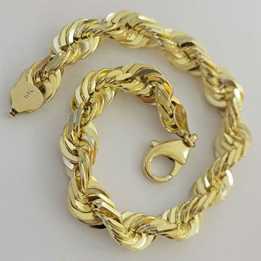 10K Solid Yellow Gold 8" 6MM Rope Bracelet