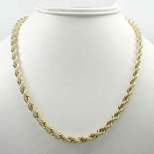 10K Yellow Gold 5mm Unisex Diamond Cut Rope Chain Necklace