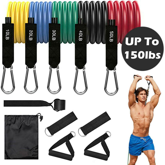11-Piece Set: Gym Pull Rope Exercise Resistance Bands