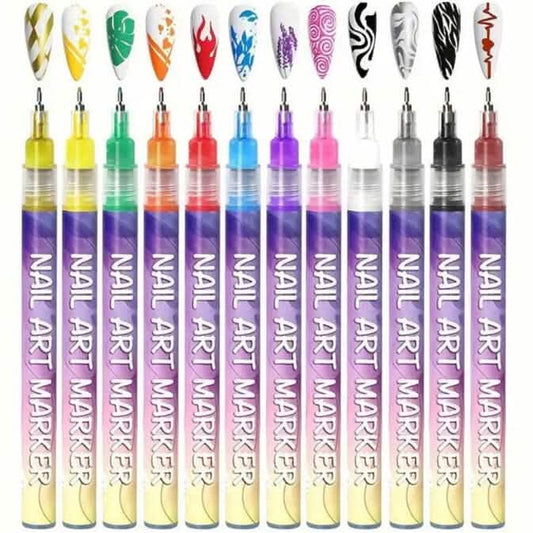 12-Color Nail Art Pen Set Quick Dry Acrylic Paint Markers