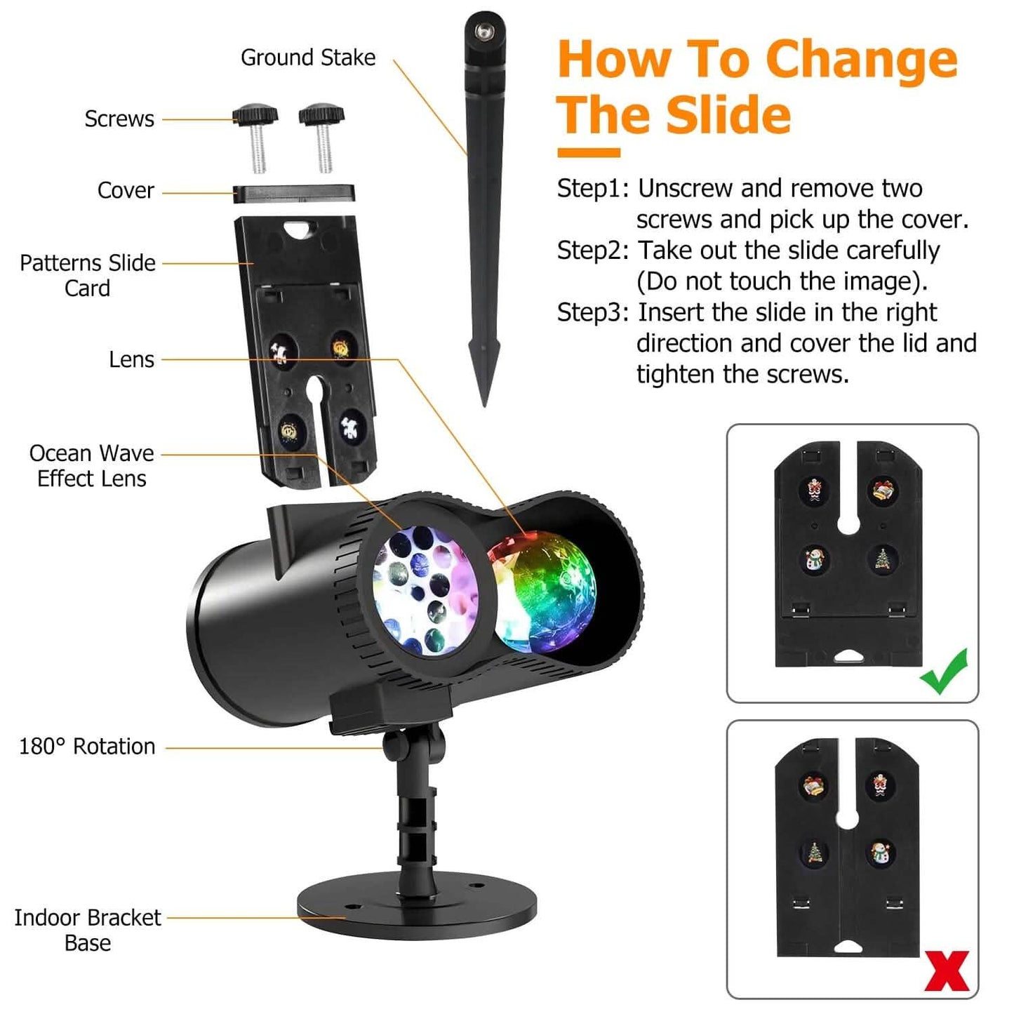 12 Patterns LED Projector Lights IP65 Waterproof Ocean Wave Projector Lamp with Remote Control Timer