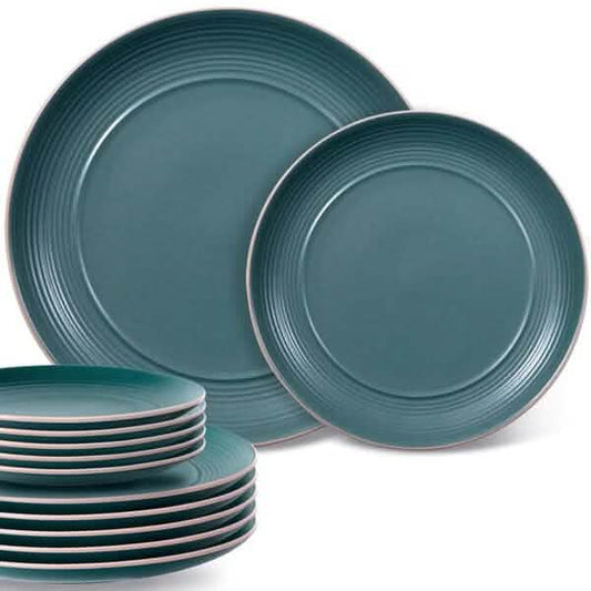 12-Piece: HITECLIFE Microwave and Dishwasher Safe Dinner Plates Set