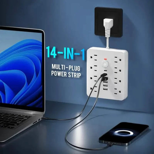 14-in-1 Power Strip With 4 USB Outlets, 2 Type-C Outlet and 8 AC Socket Outlets