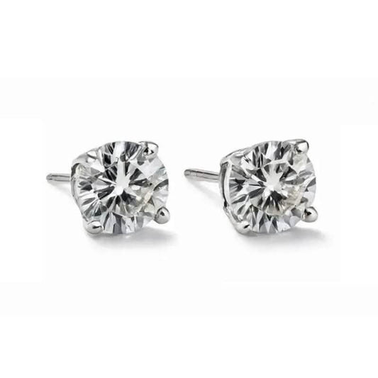 14K Solid White Gold 10.00ct Lab-Grown Round IGI Certified Diamond Stud Earrings