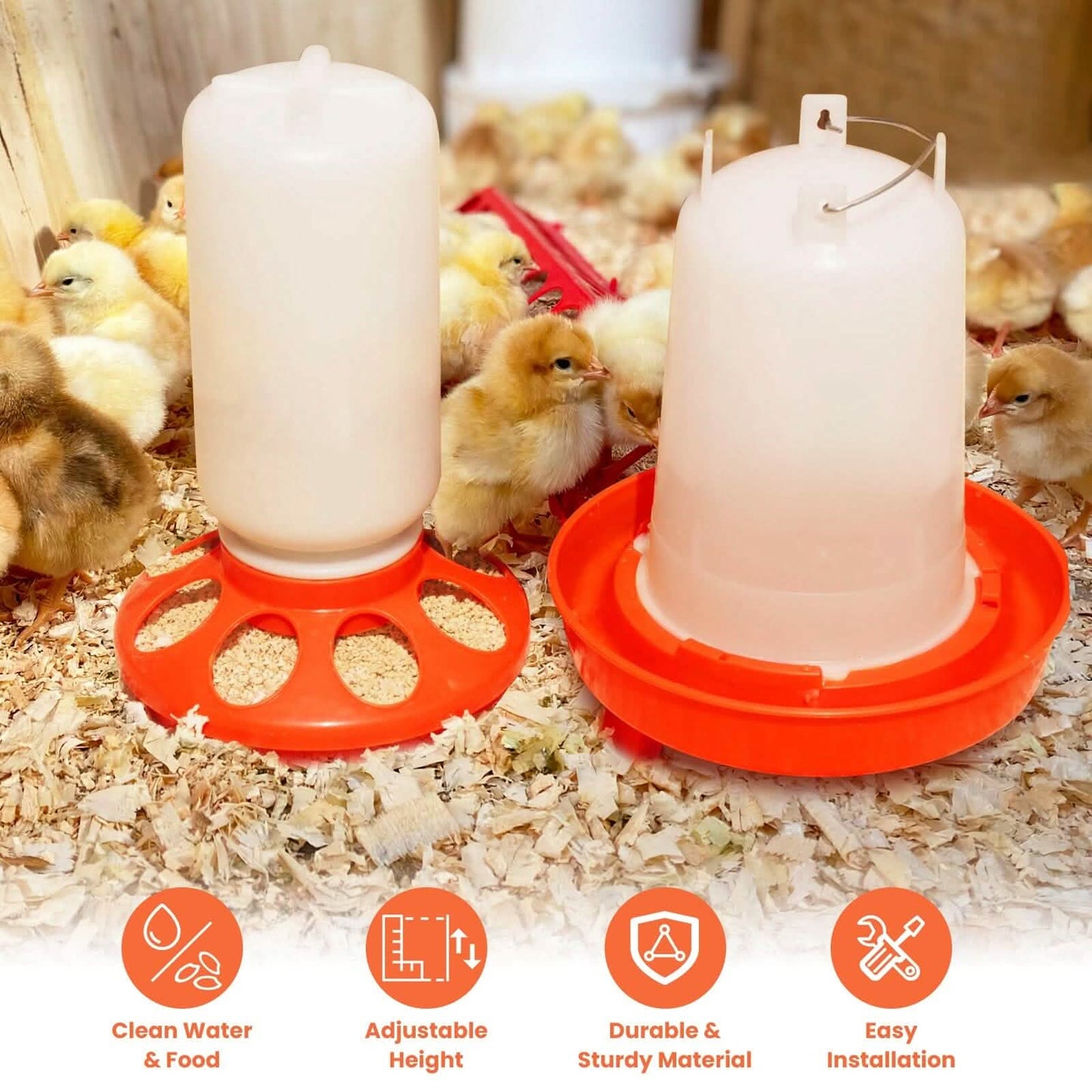 1.5L Chicken Feeder Adjustable Height Waterer Set