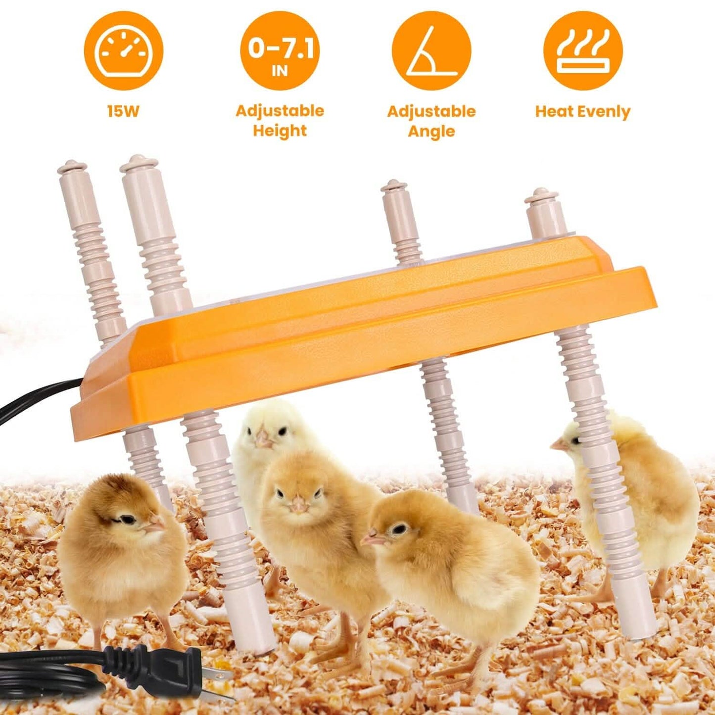 15W Chicken Brooder Heater with Adjustable  Height Angle Max 131℉