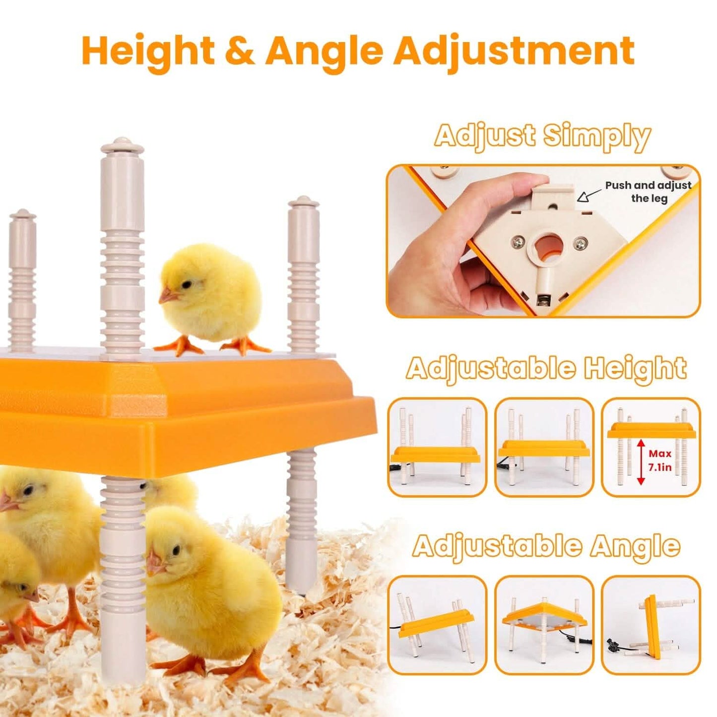 15W Chicken Brooder Heater with Adjustable  Height Angle Max 131℉