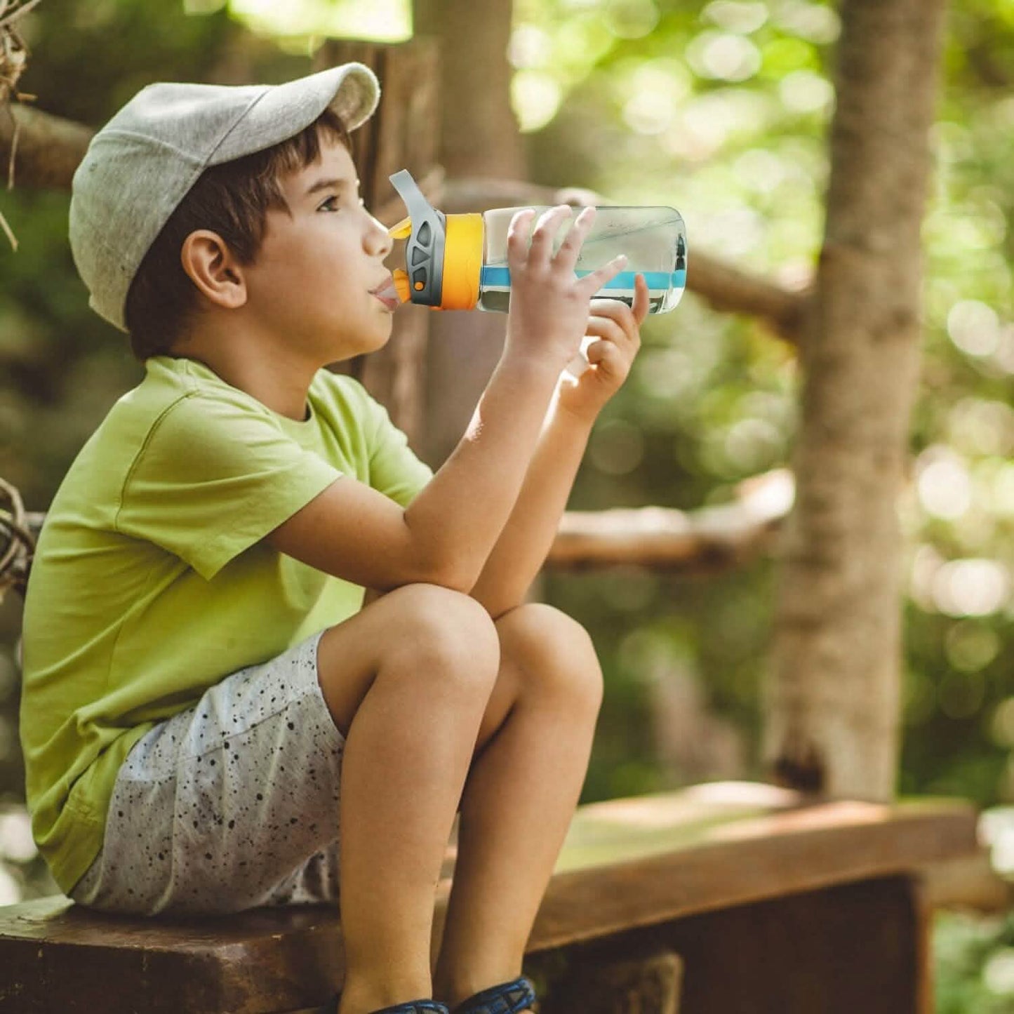 16.2oz Leak-proof Kids Water Bottle with Straw Push Button