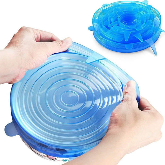 18-Pack: Stretchable Silicon Blue Cover Lid