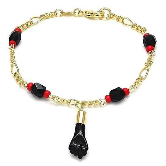 18k Gold Azabache Black Hand Figa Kabbalah 6"