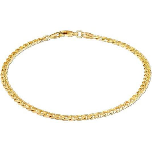 18K Gold Curb Cuban Link Chain Bracelet 8"