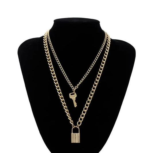 18K Gold Key Lock Necklace