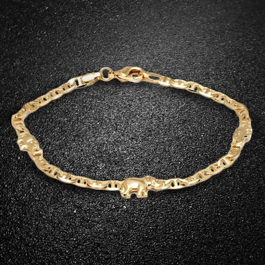 18K Gold Plated Elephant Charm Mariner Link Anklet