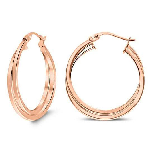 18K Rose Gold Interwind Hoop Earrings