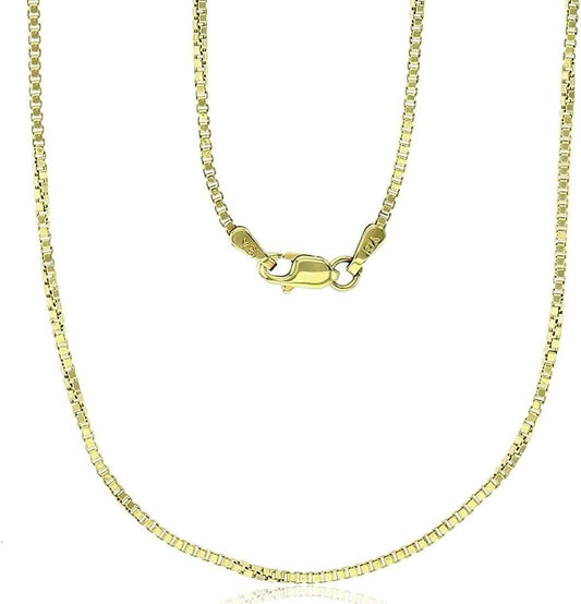 18K Solid Gold Box Chain Necklace Unisex
