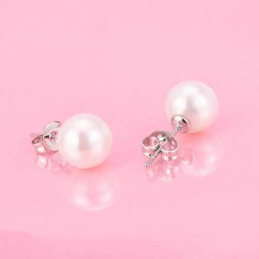 18K White Gold 4.00 CTTW Cultured Pearl Earring