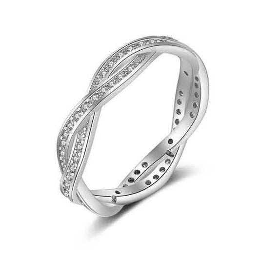 18K White Gold Braided Eternity Band