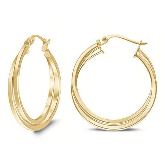 18K Yellow Gold Inter-Wind Hoop Earrings