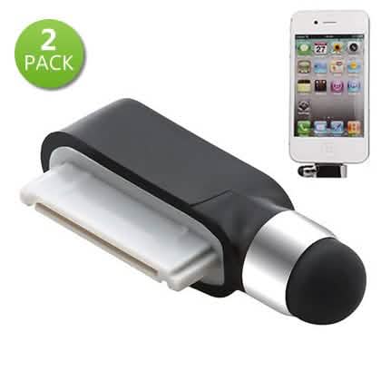 2-Pack: 2-in-1 Mini Stylus Dust Dock Cap for iPhone & iPad