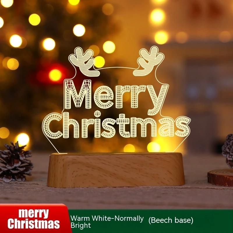 MANDOTOS Christmas 3D LED Acrylic Night Light Ornament Festive Holiday Decor Gift Idea For Kids