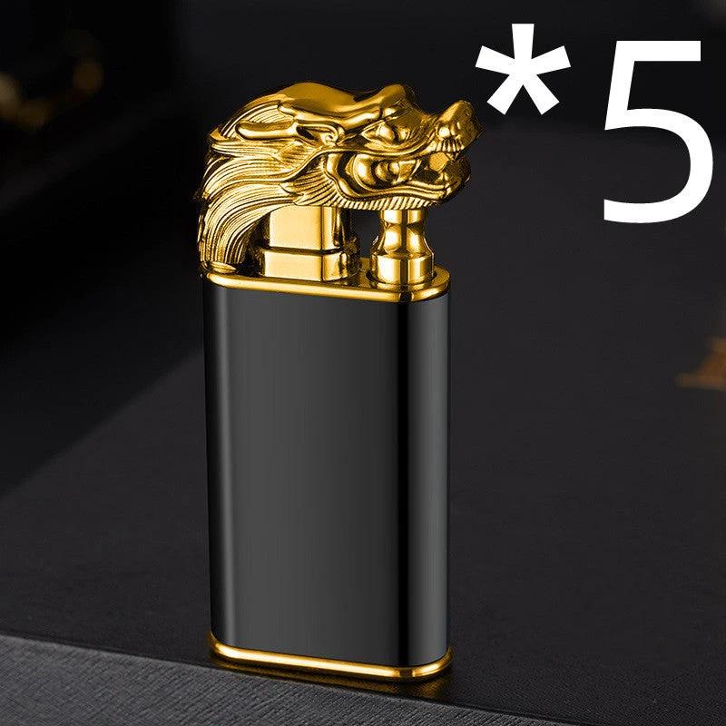 Mandotos Creative Blue Flame Lighter Dolphin Dragon Tiger Metal Windproof Double Flame Refillable