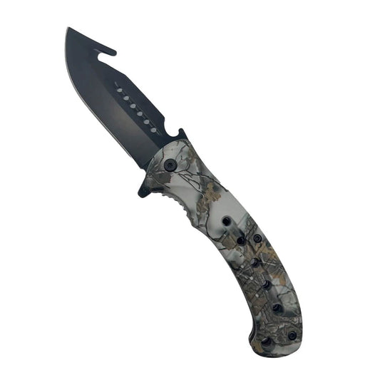 2-Pack: 8.75" Camo Spring Assisted Knife with ABS Handle