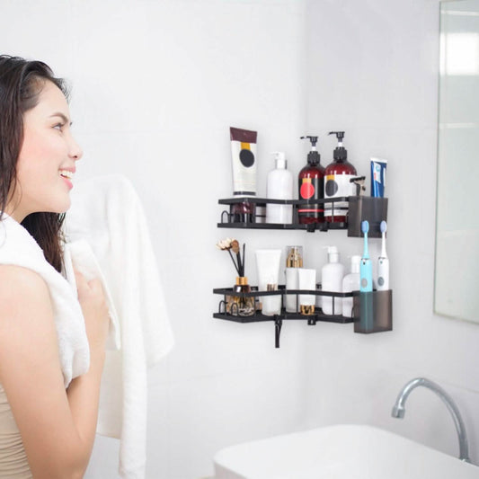 2-Pack: Corner Shower Caddy No Drilling Adhesive Shower Organizer