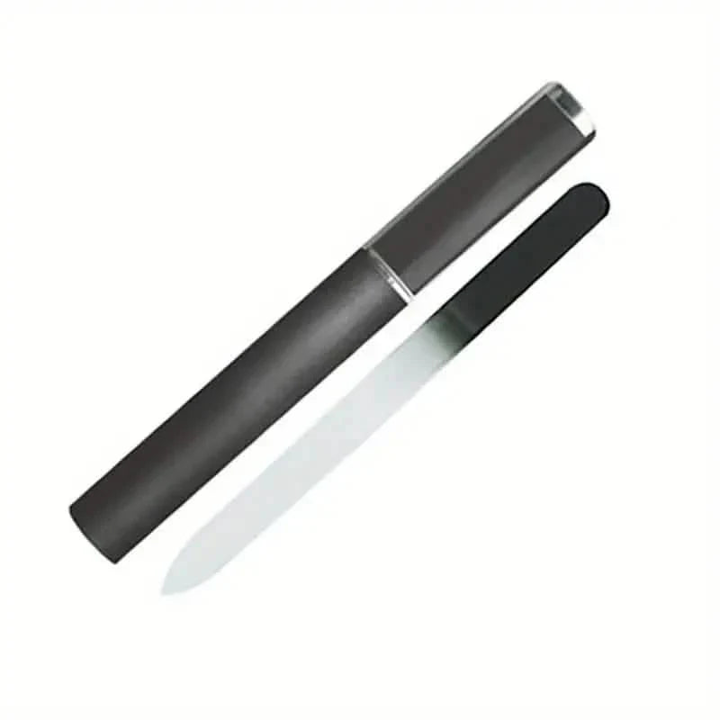 2-Pack: Double-Sided Etched Fingernail Glass Nail File with Case