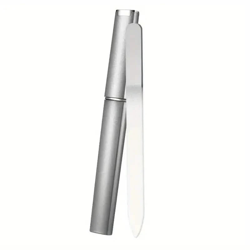 2-Pack: Double-Sided Etched Fingernail Glass Nail File with Case