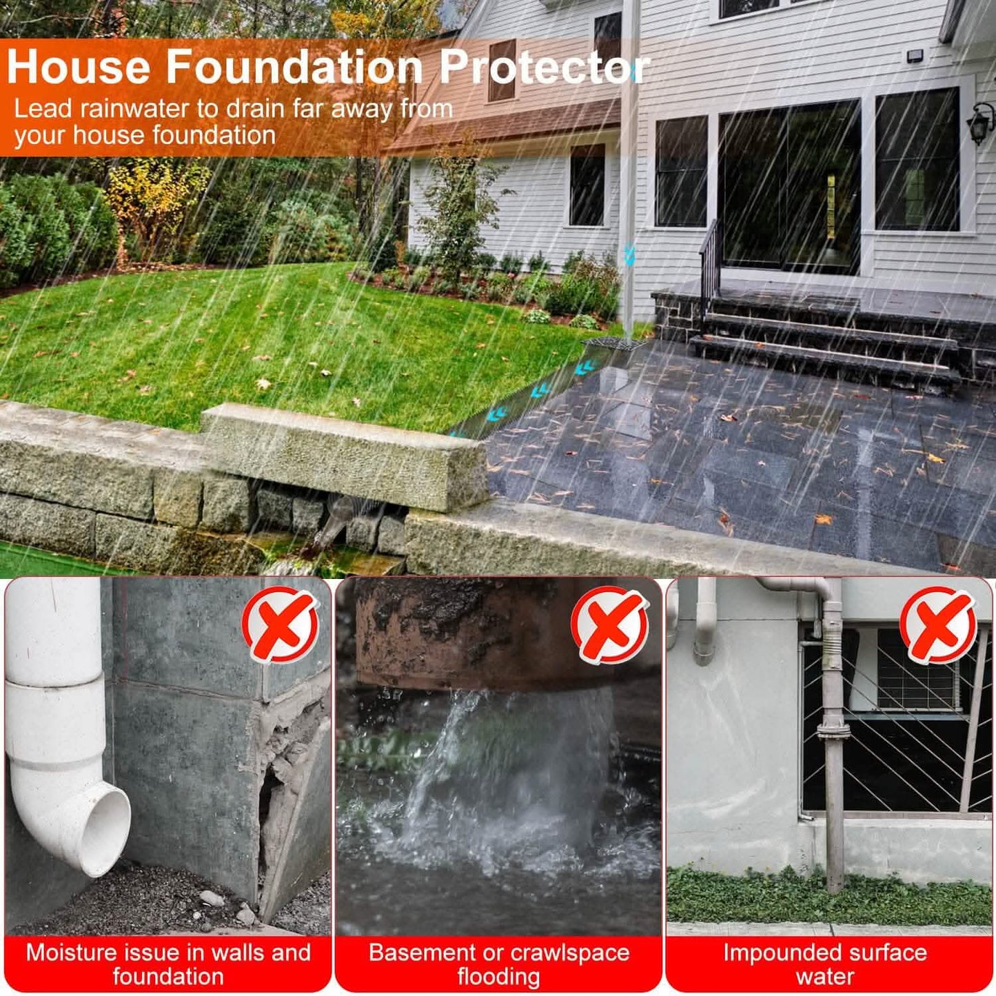 2-Pack: Gutter Downspout Extension Low Profile No Deep Digging Catch