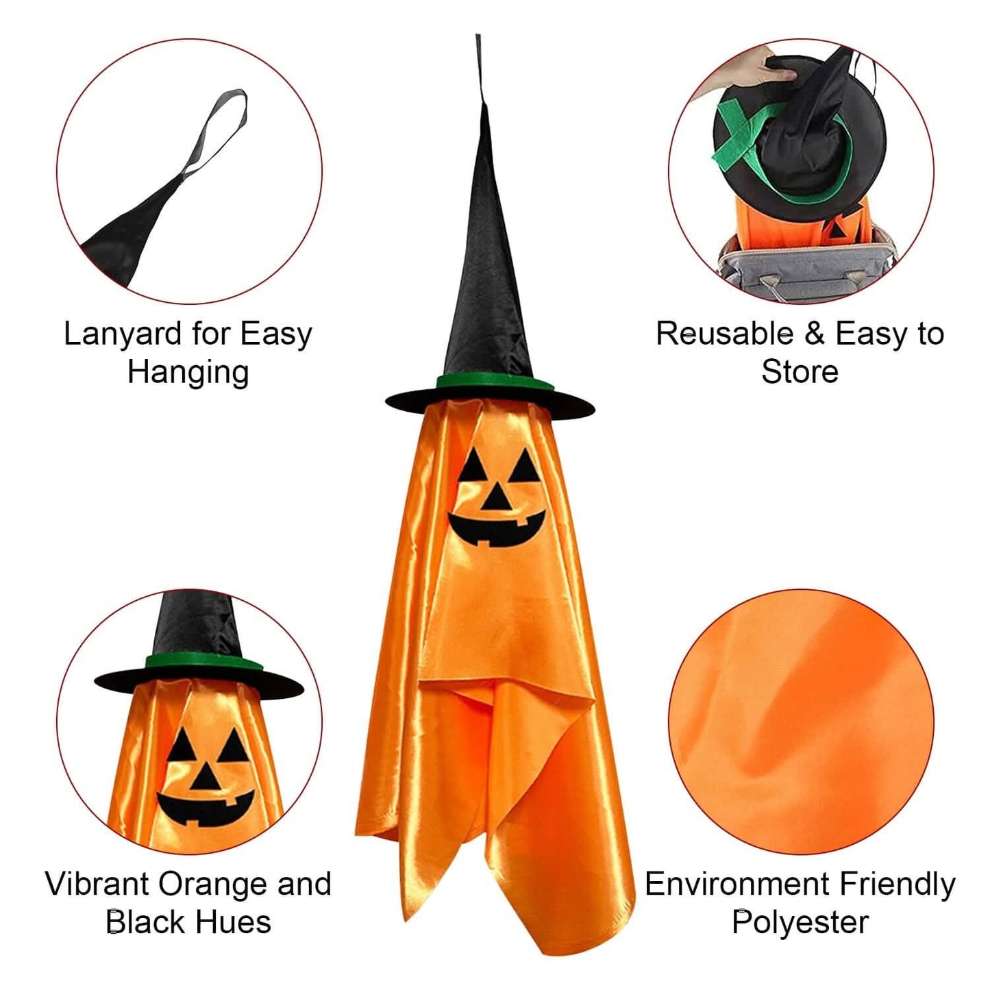 2-Pack: Hanging Ghosts with Wizard Hat Snicker Scary Face