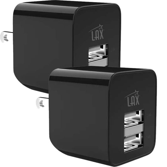 2-Pack: LAX Dual USB 2.4A Wall Charger - Ultra Compact