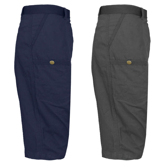 2-Pack: Men's Tech Extended Size Cotton Cargo Utility Belted Shorts