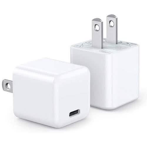2-Pack: Mini 20W Fast Type C Wall Charger with PD 3.0