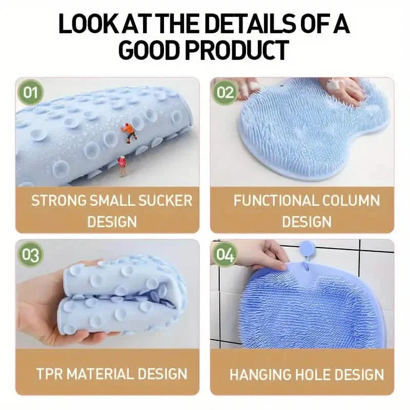 2-Pack: Non-Slip Foot & Back Scrubber with Exfoliating Cushion